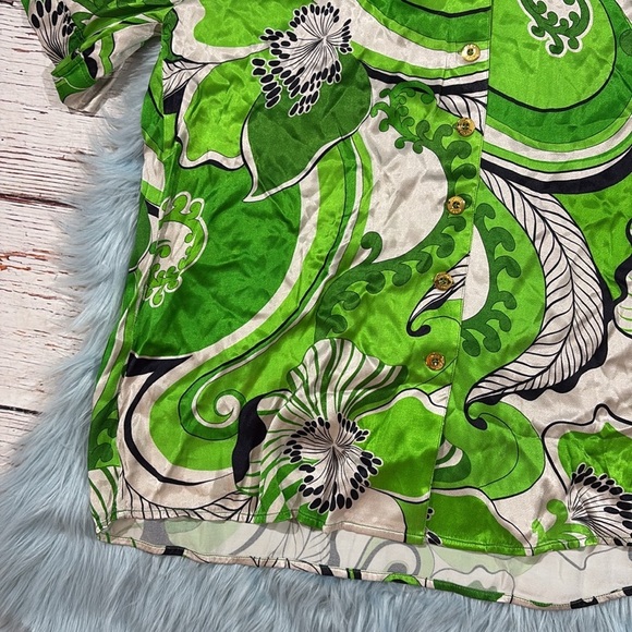 CIN CIN  Troppo Bowling Button Down Paisley Floral Shirt Fern - Picture 9 of 11